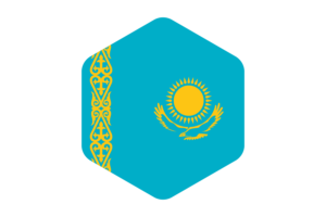 Kazakhstan Flag Rounded Hexagon Shape flag