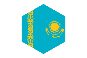 Kazakhstan Flag Hexagon Shape flag