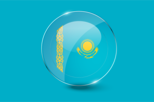 Kazakhstan Flag Glossy Round Button flag