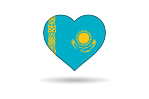 Love of Kazakhstan Heart Shape flag