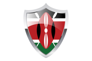 Kenya Flag with Medieval Heater Shield flag