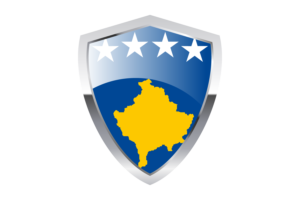 Kosovo Flag with Pointed Triangular Shield flag