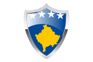 Kosovo Flag with Medieval Heater Shield flag