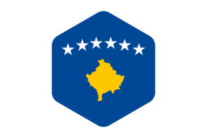 Kosovo Flag Rounded Hexagon Shape flag